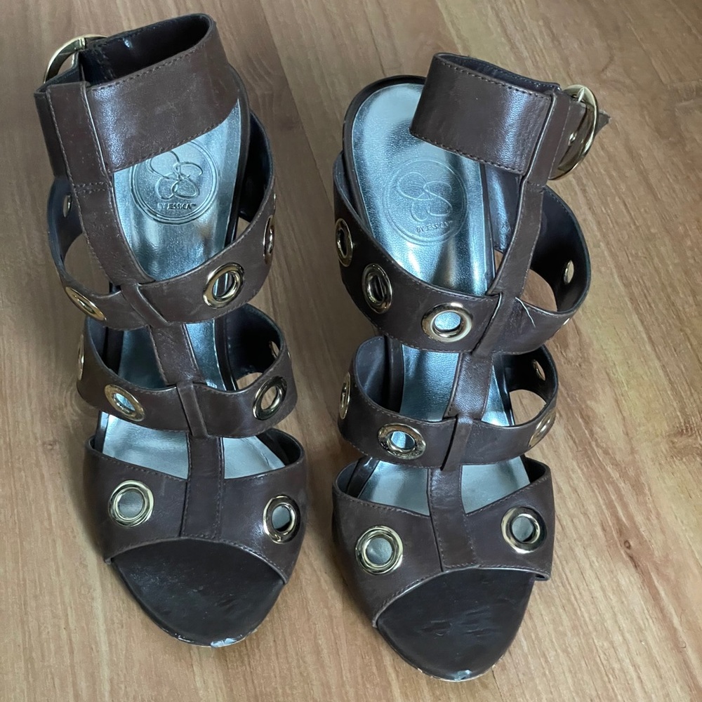 Brown high heels